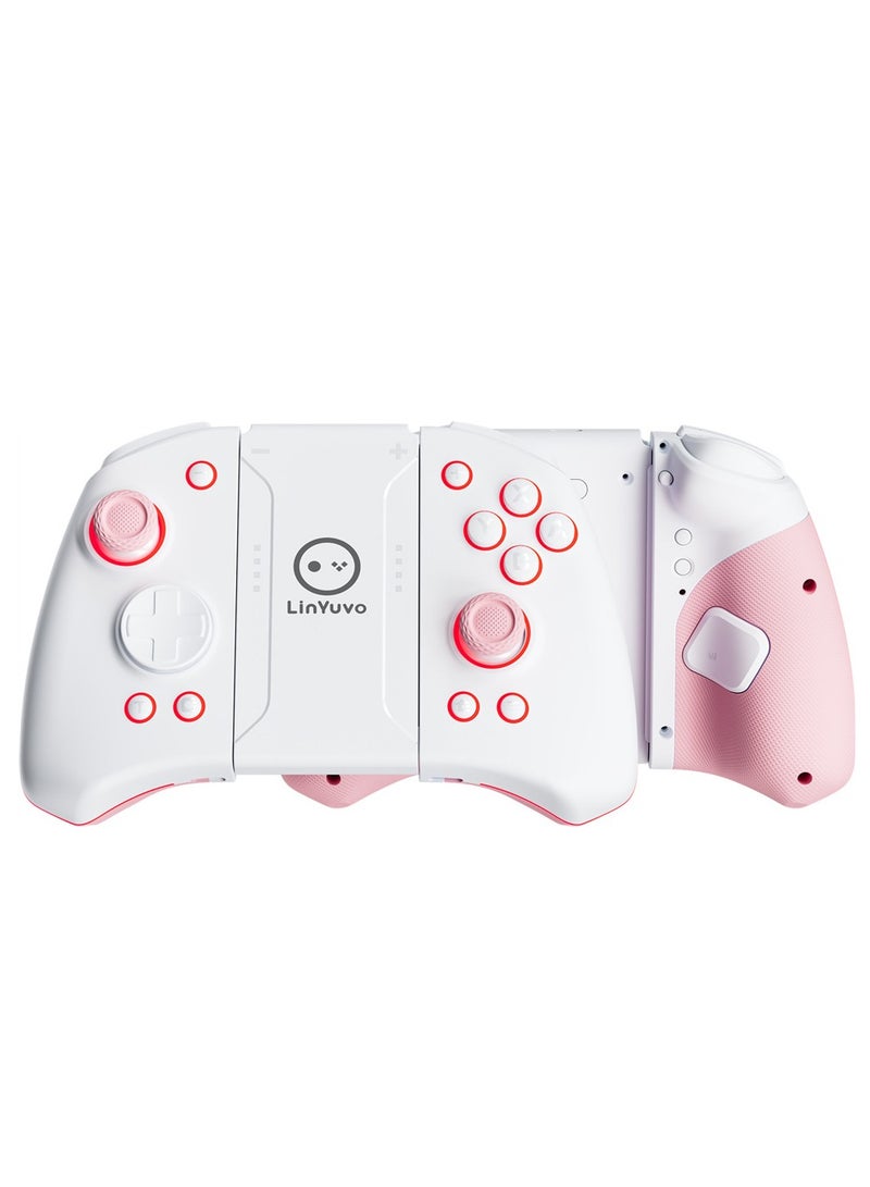 LinYuvo وحدة تحكم ألعاب بلوتوث Classic Joypad LinYuvo KS33 لجهاز Switch وSwitch Lite وSwitch OLED مع 8 ألوان من إضاءة RGB، عصا تحكم معدنية، جيروسكوب بستة محاور، وظيفة Turbo، اهتزاز مزدوج قابل للتعديل، وظيفة إيقاظ، تحكم بالحركة، انفجار سريع، بطارية 500mAh - Image 2
